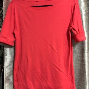 Scallop neck mid length sleeved top